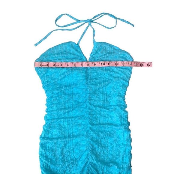 Ganni Ruched Stretch Lace Halter Maxi Dress - Picture 12 of 15